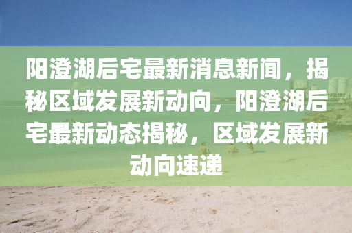 陽(yáng)澄湖后宅最新消息新聞，揭秘區(qū)域發(fā)展新動(dòng)向，陽(yáng)澄湖后宅最新動(dòng)態(tài)揭秘，區(qū)域發(fā)展新動(dòng)向速遞山東水清源環(huán)?？萍加邢薰? class=