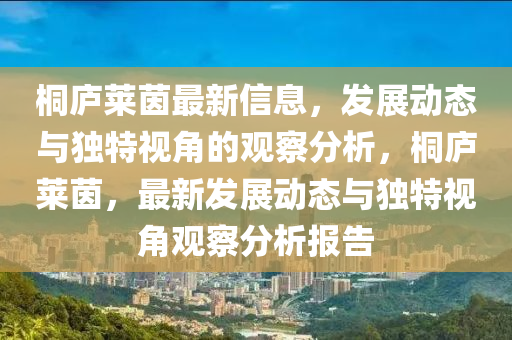 桐廬萊茵最新信息，發(fā)展動山東水清源環(huán)?？萍加邢薰緫B(tài)與獨特視角的觀察分析，桐廬萊茵，最新發(fā)展動態(tài)與獨特視角觀察分析報告