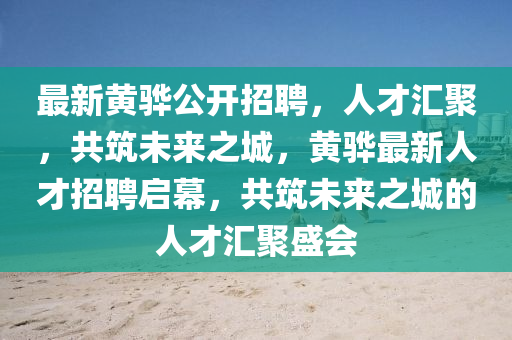 最新黃驊公開招聘，人才匯聚，共筑未來(lái)之城，黃驊最新人才招聘啟幕，共筑未來(lái)之城的人才匯聚盛會(huì)